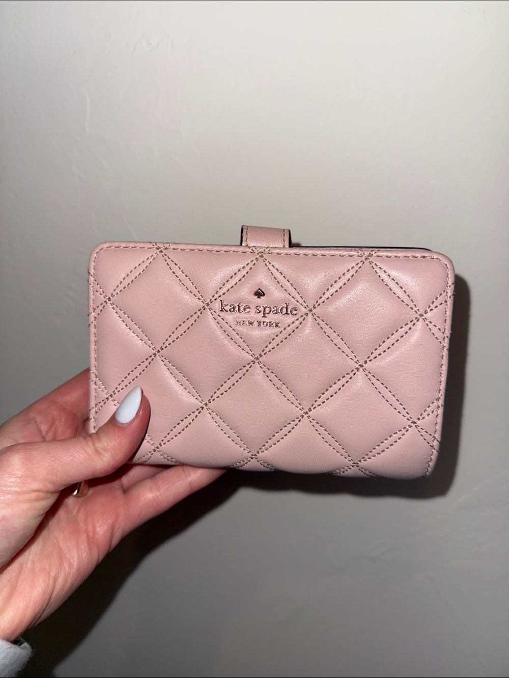 kate spade Quilted Blush Leather Snap Wallet